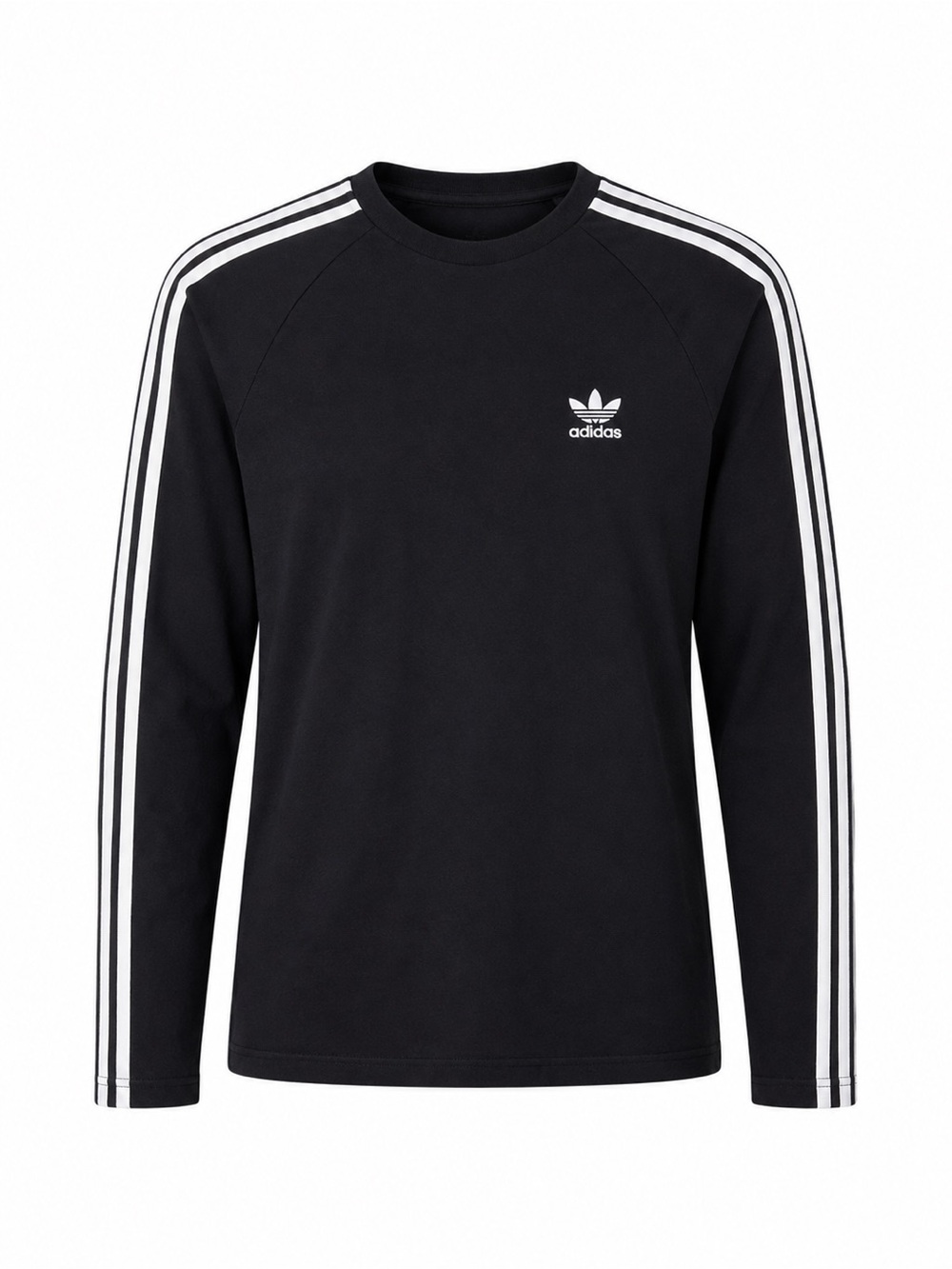 adidas Originals Mens Black Long Sleeve 3-Stripe Trefoil Logo T-Shirt Small